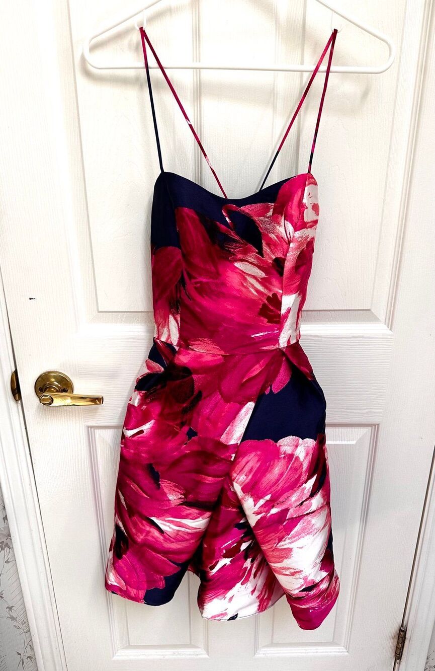 Women's Pink Floral Strappy Mini Dress